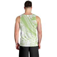 Polynesian Tiare Flower Sage Green Pastel Men Tank Top