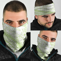 Polynesian Tiare Flower Sage Green Pastel Neck Gaiter