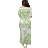 Polynesian Tiare Flower Sage Green Pastel Puletasi