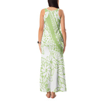 Polynesian Tiare Flower Sage Green Pastel Tank Maxi Dress