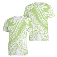 Polynesian Tiare Flower Sage Green Pastel Women V-Neck T-Shirt LT14 - Polynesian Pride
