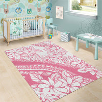 Polynesian Tiare Flower Pink Pastel Vibes Area Rug