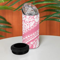 Polynesian Tiare Flower Pink Pastel Vibes 4 in 1 Can Cooler Tumbler