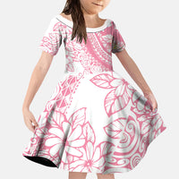 Polynesian Tiare Flower Pink Pastel Vibes Family Matching Puletasi and Hawaiian Shirt