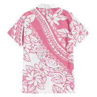 Polynesian Tiare Flower Pink Pastel Vibes Family Matching Puletasi and Hawaiian Shirt