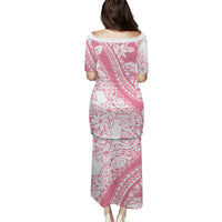 Polynesian Tiare Flower Pink Pastel Vibes Family Matching Puletasi and Hawaiian Shirt