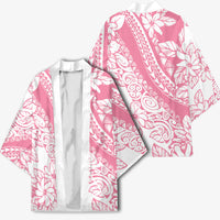 Polynesian Tiare Flower Pink Pastel Vibes Kimono