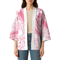 Polynesian Tiare Flower Pink Pastel Vibes Kimono