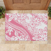 Polynesian Tiare Flower Pink Pastel Vibes Rubber Doormat