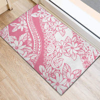 Polynesian Tiare Flower Pink Pastel Vibes Rubber Doormat