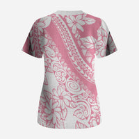 Polynesian Tiare Flower Pink Pastel Vibes Scrub Top