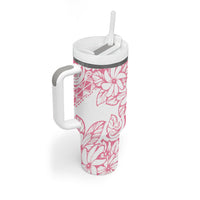 Polynesian Tiare Flower Pink Pastel Vibes Tumbler With Handle
