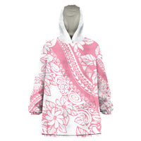 Polynesian Tiare Flower Pink Pastel Vibes Wearable Blanket Hoodie LT14 One Size Pink - Polynesian Pride