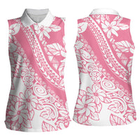 Polynesian Tiare Flower Pink Pastel Vibes Women Sleeveless Polo Shirt