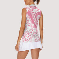 Polynesian Tiare Flower Pink Pastel Vibes Women Sleeveless Polo Shirt