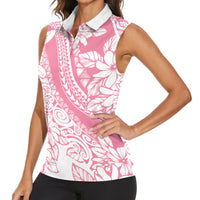 Polynesian Tiare Flower Pink Pastel Vibes Women Sleeveless Polo Shirt