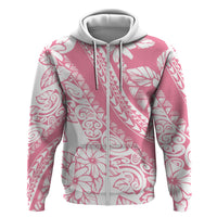 Polynesian Tiare Flower Pink Pastel Vibes Zip Hoodie