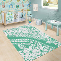 Polynesian Tiare Flower Cyan Pastel Vibes Area Rug