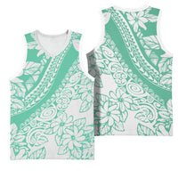 Polynesian Tiare Flower Cyan Pastel Vibes Basketball Jersey