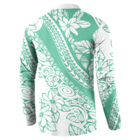 Polynesian Tiare Flower Cyan Pastel Vibes Button Sweatshirt