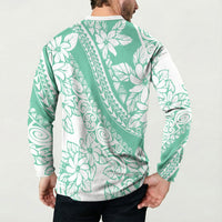 Polynesian Tiare Flower Cyan Pastel Vibes Button Sweatshirt