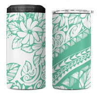 Polynesian Tiare Flower Cyan Pastel Vibes 4 in 1 Can Cooler Tumbler