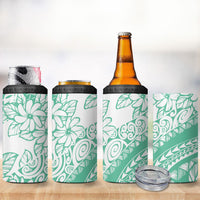 Polynesian Tiare Flower Cyan Pastel Vibes 4 in 1 Can Cooler Tumbler