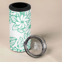 Polynesian Tiare Flower Cyan Pastel Vibes 4 in 1 Can Cooler Tumbler