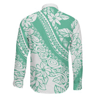 Polynesian Tiare Flower Cyan Pastel Vibes Family Matching Puletasi and Hawaiian Shirt