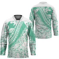 Polynesian Tiare Flower Cyan Pastel Vibes Hockey Jersey