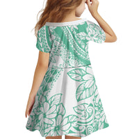 Polynesian Tiare Flower Cyan Pastel Vibes Kid Short Sleeve Dress