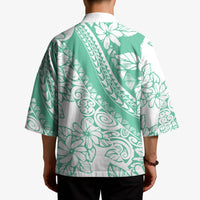 Polynesian Tiare Flower Cyan Pastel Vibes Kimono