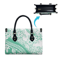 Polynesian Tiare Flower Cyan Pastel Vibes Leather Bag