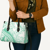 Polynesian Tiare Flower Cyan Pastel Vibes Leather Bag