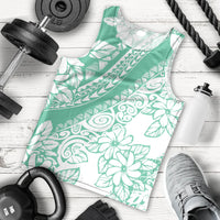 Polynesian Tiare Flower Cyan Pastel Vibes Men Tank Top