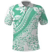 Polynesian Tiare Flower Cyan Pastel Vibes Polo Shirt