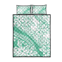 Polynesian Tiare Flower Cyan Pastel Vibes Quilt Bed Set