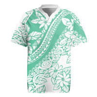 Polynesian Tiare Flower Cyan Pastel Vibes Rugby Jersey