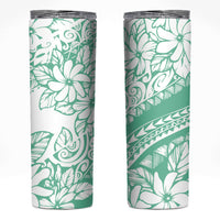 Polynesian Tiare Flower Cyan Pastel Vibes Skinny Tumbler