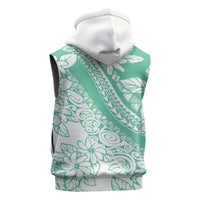 Polynesian Tiare Flower Cyan Pastel Vibes Sleeveless Zip Hoodie