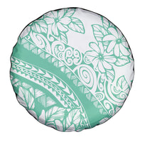 Polynesian Tiare Flower Cyan Pastel Vibes Spare Tire Cover