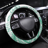 Polynesian Tiare Flower Cyan Pastel Vibes Steering Wheel Cover