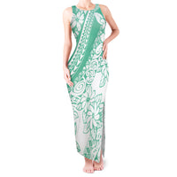 Polynesian Tiare Flower Cyan Pastel Vibes Tank Maxi Dress