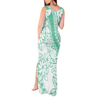 Polynesian Tiare Flower Cyan Pastel Vibes Tank Maxi Dress