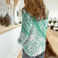 Polynesian Tiare Flower Cyan Pastel Vibes Women Casual Shirt LT14 - Polynesian Pride