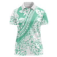 Polynesian Tiare Flower Cyan Pastel Vibes Women Polo Shirt