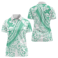Polynesian Tiare Flower Cyan Pastel Vibes Women Polo Shirt