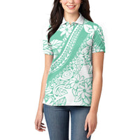 Polynesian Tiare Flower Cyan Pastel Vibes Women Polo Shirt