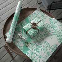 Polynesian Tiare Flower Cyan Pastel Wrapping Paper