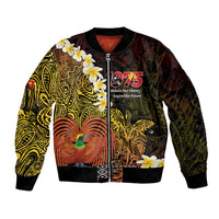 Papua New Guinea 1975 Bomber Jacket Create Our History Inspire Our Future LT14 Unisex Black - Polynesian Pride